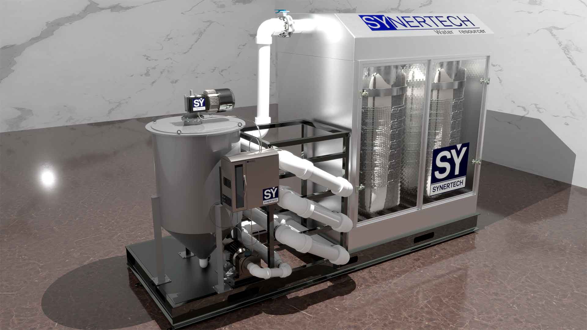 persona realizando pruebas en planta complementaria de tratamiento de aguas residuales - ver detalles de la planta