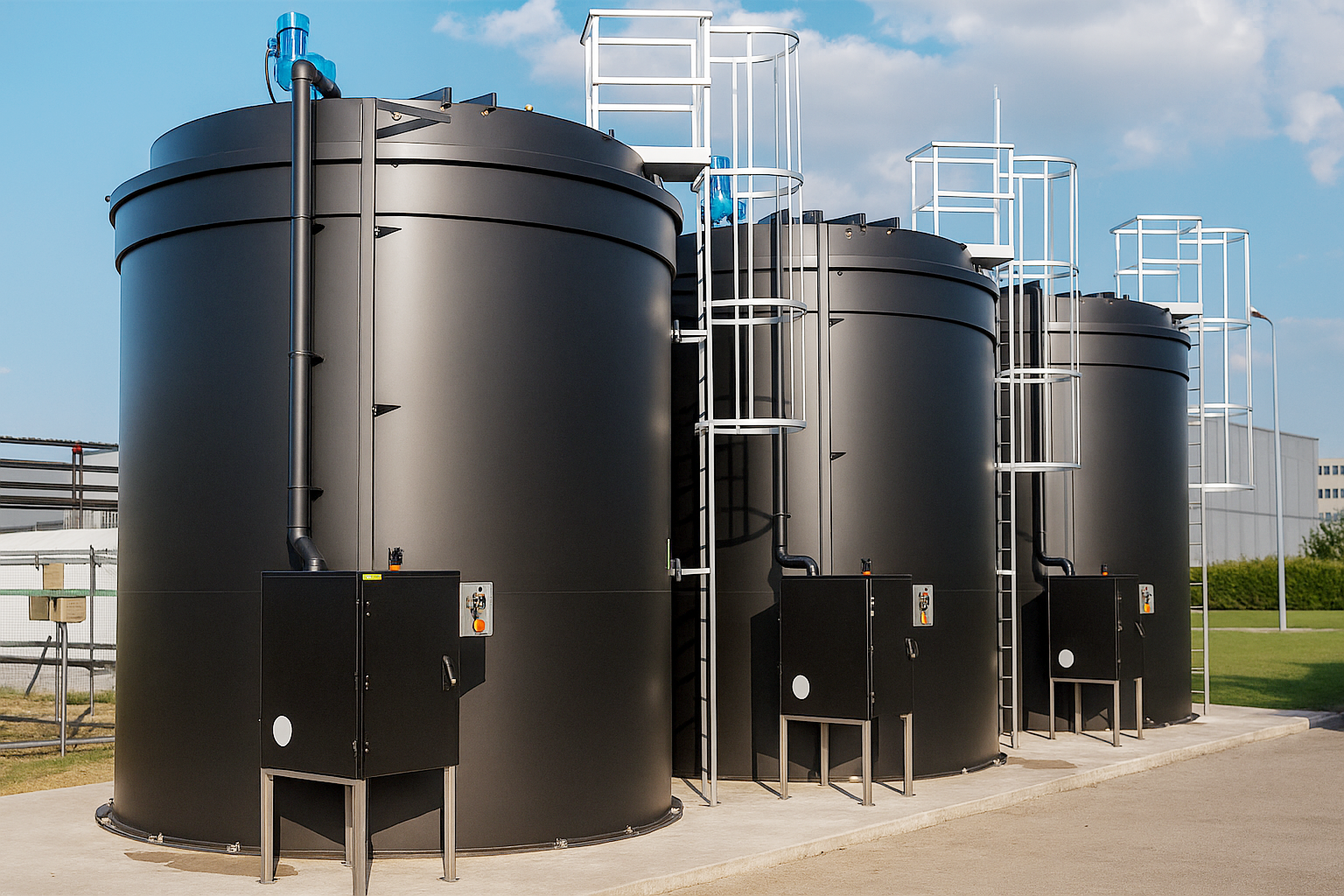 persona realizando pruebas en planta complementaria de tratamiento de aguas residuales - ver detalles de la planta