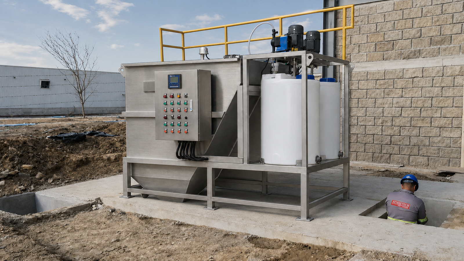Unidad DECANTER para decantación y preparación de polielectrolito en aguas residuales industriales